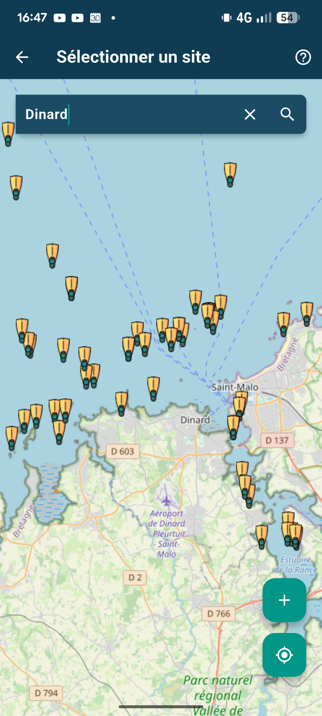 Capture DiveHub — Carte OSM